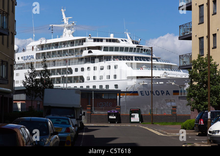 Hapag-Lloyd cruise liner Europa docked at Edinburgh's Leith harbour Stock Photo