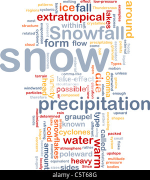 Background concept wordcloud illustration of snow precipitation snowfall Stock Photo