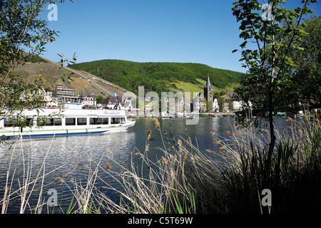 Germany, Bernkastel-Kues, Moselle River, excursion boat Stock Photo