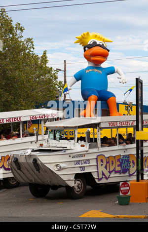 Ride The Ducks. Amphibious vehicle for city land and water 