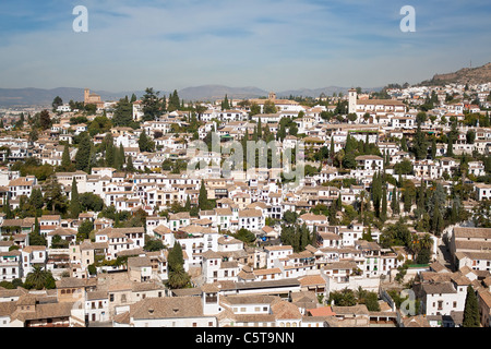 Picturesque Albaycin quarter viewed from the Alhambra in Granada, Spain. Stock Photo