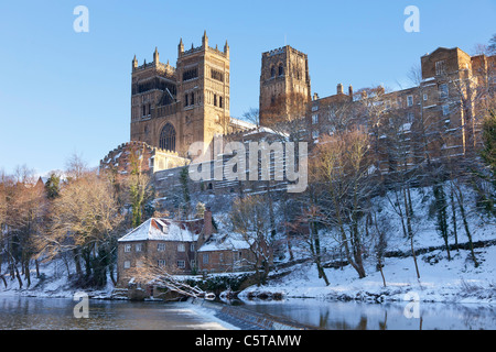 Durham Cathedral in the winter snow England UK Stock Photo
