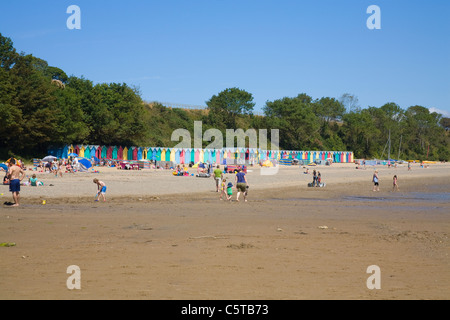 Llanbedrog Gwynedd North Wales UK July Holiday makers making most of a lovely sunny summers day to visit this Welsh sandy beach Stock Photo