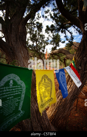 Prayer flags at the Buddhist Stupa in Sedona, Arizona Stock Photo