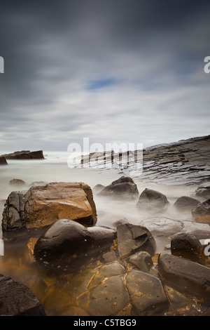 long exposure of sea and rocks Stock Photo