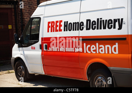 Iceland van promoting Home delivery Stock Photo