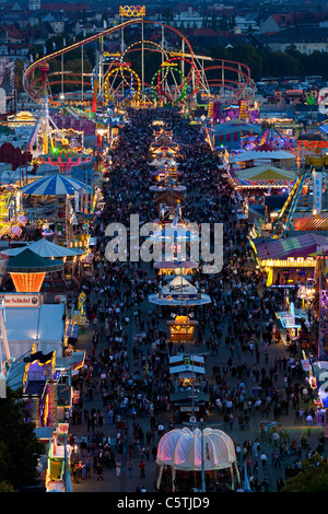 Germany, Bavaria, Munich, View of Oktoberfest fair at night Stock Photo