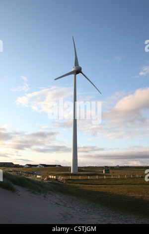 Single wind Turbine located at Eilean Siar, Benbecula, Outer Hebrides Stock Photo