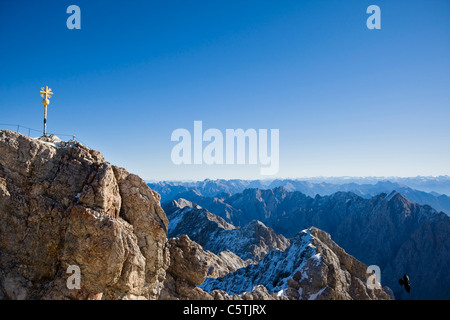 Germany, Bavaria, Wetterstein mountains, Zugspitze, Summit cross Stock Photo