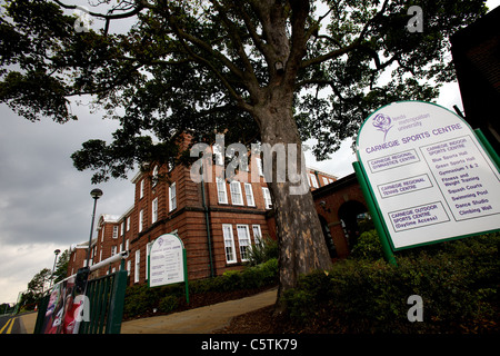 Leeds Metropolitan University Carnegie Sport Centre and sign, August 2011, Carnegie campus, Headingley Stock Photo