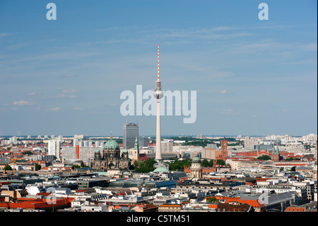 View of Television Tower or Fernsehturm in Mitte and skyline of Berlin Germany Stock Photo