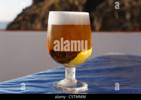 Spain, Canary Islands, La Gomera, Beer glass with beer, close up Stock Photo