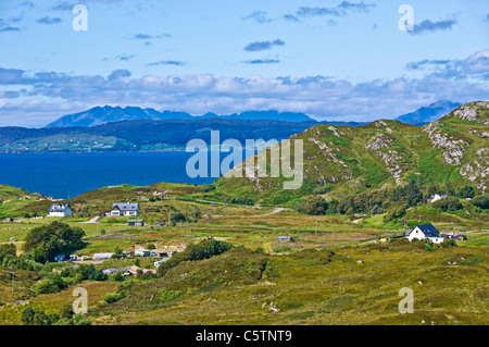 View from near Kinloid Morar on the A830 towards Sleat and the Cuillin Mountains on Skye Scotland Stock Photo