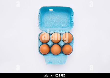 Eggs in box, elevated view