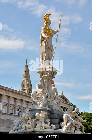 Pallas Athena Fountain in front of the house of parliament on Ring Road, Vienna, Austria, Europe, June 2011 Stock Photo