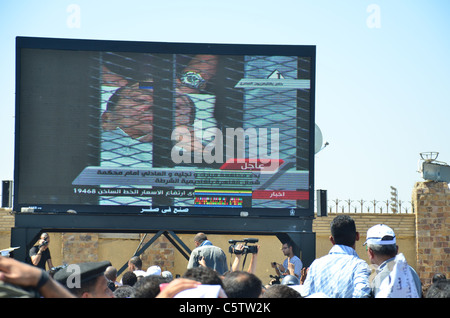 The trial of Egypt Pres Hosni Mubarak, his sons Alaa and Gamal and other top regime officials, Cairo Stock Photo