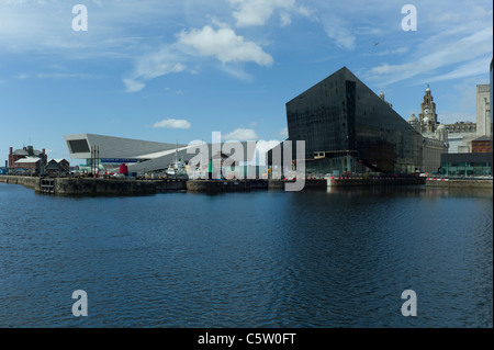 Museum of Liverpool, Mann Island and The Three Graces from Albert Dock Liverpool Stock Photo