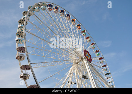 Low angle view of ferris wheel against blue sky, Prater, Vienna, Austria Stock Photo