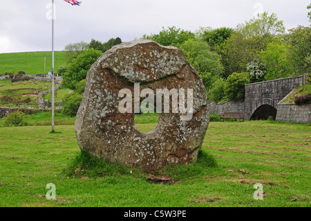 The Wedding Stone outside the Two Bridges Hotel, Dartmoor. Stock Photo