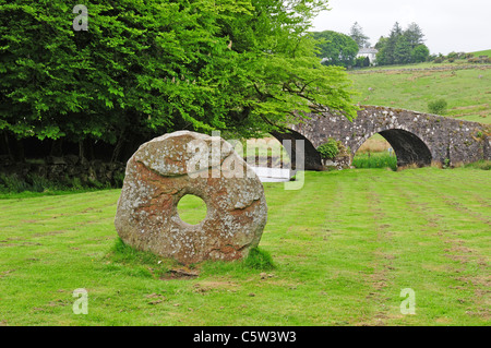 The Wedding Stone at The Two Bridges Hotel Dartmoor Stock Photo