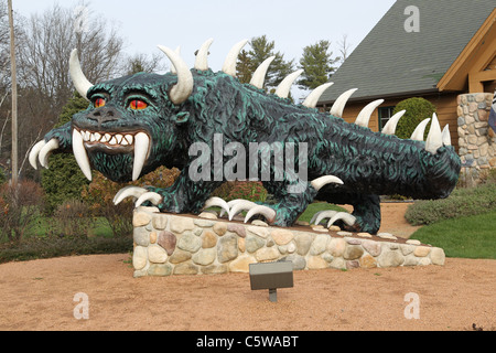 Statue of the mythical Hodag in Rhinelander, Wisconsin. Stock Photo