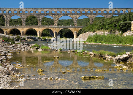 France, Provence, Pont du Gard, Aqueduct Stock Photo