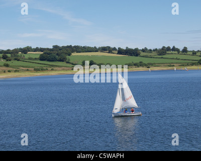 Sailing dinghy on Wimbleball Lake. Somerset. UK Stock Photo