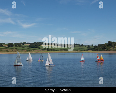 Dinghy racing on Wimbleball Lake. Somerset. UK Stock Photo