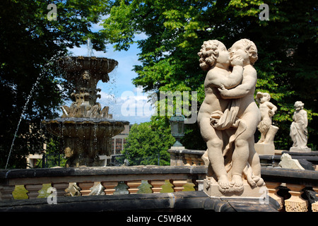 Germany, Saxony, Dresden, Zwinger palace, Statue in foreground Stock Photo