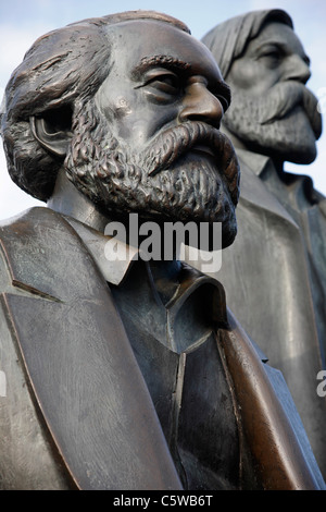 Germany, Berlin, Close-up of two statues, Marx and Engels, close-up Stock Photo