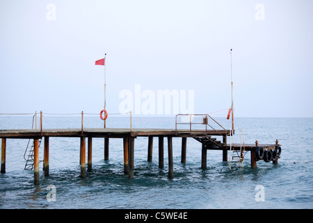 Turkey, Alanya, Mediterranean Sea, pier Stock Photo