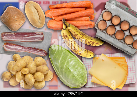 Expensive foodstuffs, elevated view Stock Photo