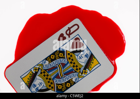 Queen of hearts and blood, close-up Stock Photo