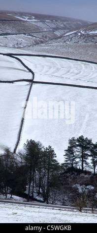 Snow Covered Hills in Cheshire Stock Photo
