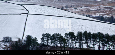 Snow Covered Hills in Cheshire Stock Photo