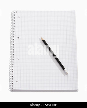 Spiral bound botebook on white background Stock Photo