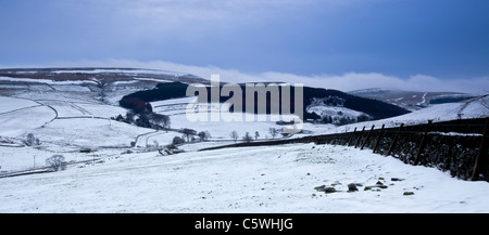 Snow Covered Hills in Cheshire Stock Photo