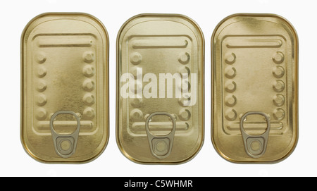 Canned fish on white background, close up Stock Photo