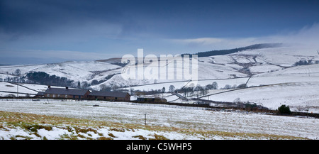 Snow Covered Hills in Cheshire Stock Photo