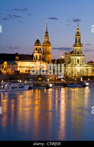 Germany, Dresden, Bruehl Terrace at night Stock Photo