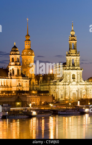 Germany, Dresden, Bruehl Terrace at night Stock Photo