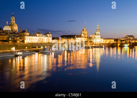 Germany, Dresden, Skyline at night Stock Photo