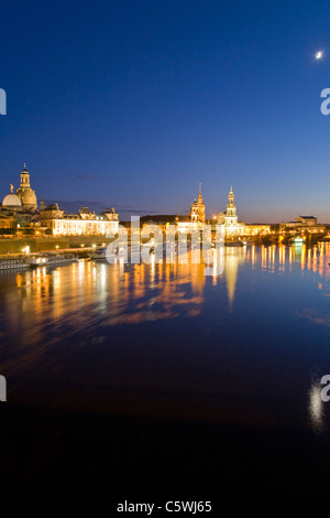 Germany, Dresden, Skyline at night Stock Photo