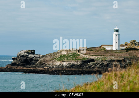 Lighthouse on Godrevy Island near St.Ives, Cornwall. Stock Photo