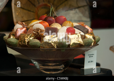 Selection of French candies for sale at Fauchon, Paris, France Stock Photo