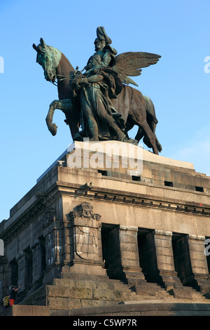 Denkmal fuer Kaiser Wilhelm I von Bruno Schmitz und Emil Hundrieser, Deutsches Eck, Moselmuendung in den Rhein, Koblenz, Rheinland-Pfalz Stock Photo