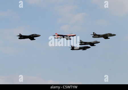 5 HAWKER HUNTER JET FIGHTERS RAF DISPLAY TEAM VIPER 02 July 2011 Stock Photo