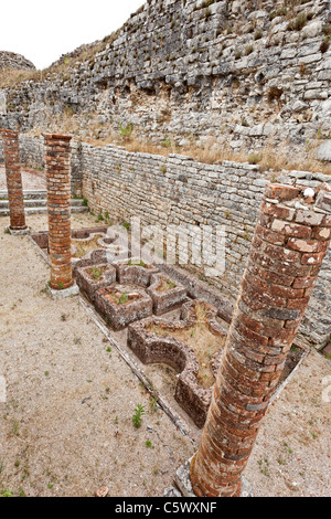 Peristyle in the House of Cantaber villa near the defensive wall in Conimbriga, the best preserved Roman city ruins in Portugal. Stock Photo
