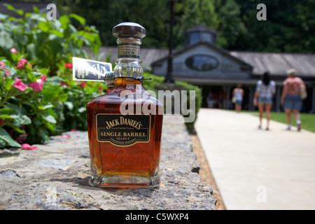 bottle of single barrel tennessee whiskey at jack daniels distillery visitor center Lynchburg , tennessee , usa Stock Photo