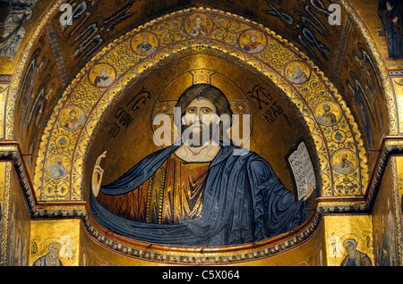 The Christ Pantocrator Mosaic in Cattedrale di Monreale Stock Photo